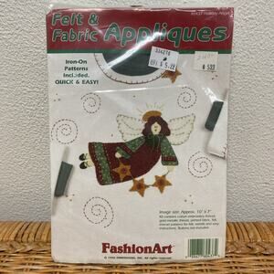 Vintage~Fashion Art No-Sew Fabric Applique~ #80437 Holiday Angel NIP 1996